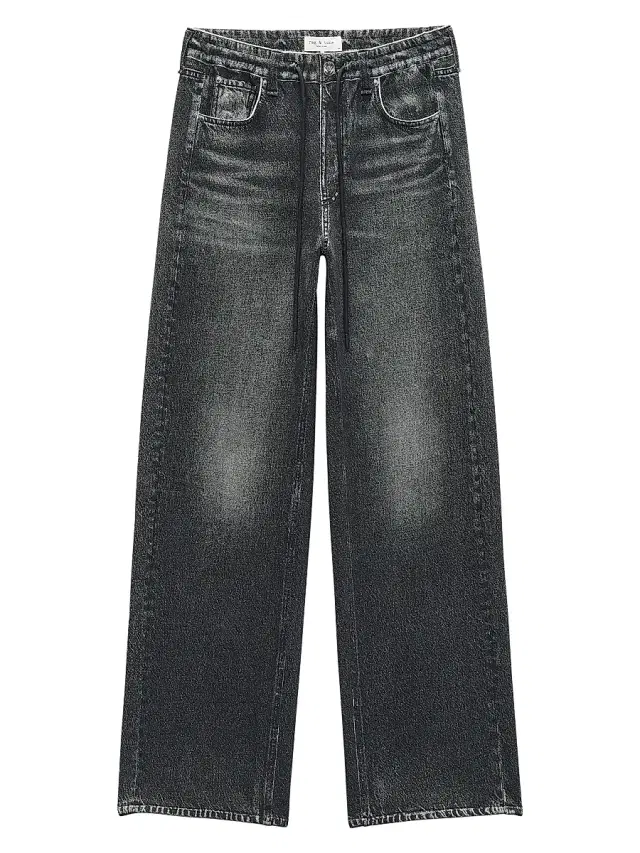 rag & bone Women's rb Miramar Terry Wide-Leg Pants - Washed Black