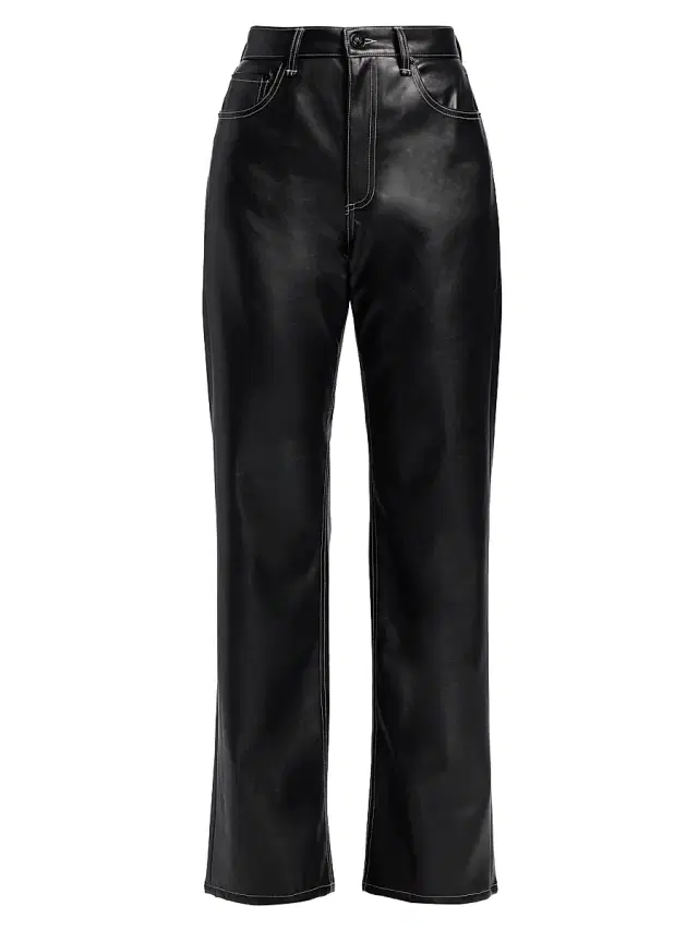 rag & bone Women's Shea Faux Leather Straight-Leg Pants - Black