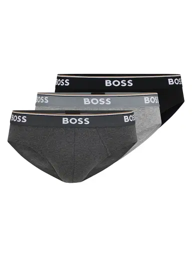 BOSS Men's Three-Pack of Stretch-Cotton Briefs with Logo Waistbands - Dark Grey | Thumbnail 1 BOSS Men's Three-Pack of Stretch-Cotton Briefs with Logo Waistbands - Dark Grey | Thumbnail 1