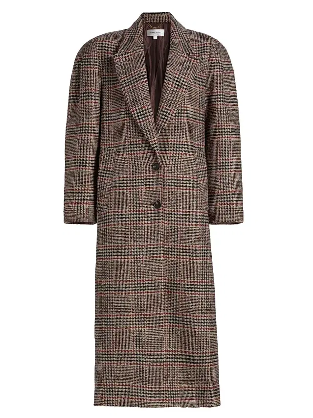 Ronny Kobo Women's Jenkins Houndstooth Plaid Longline Coat - Light Multi