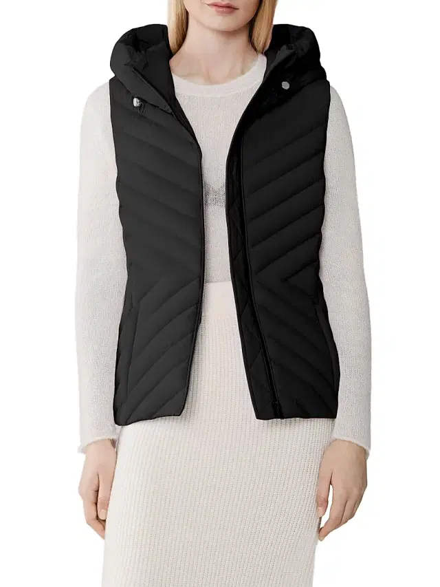 Soia & Kyo Women's Estelle Slim-Fit Down Hooded Vest - Black