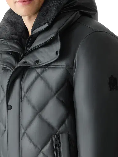 Mackage Men's Cash Shearling-Trim Quilted Jacket - Carbon - Size 46 | Thumbnail 5