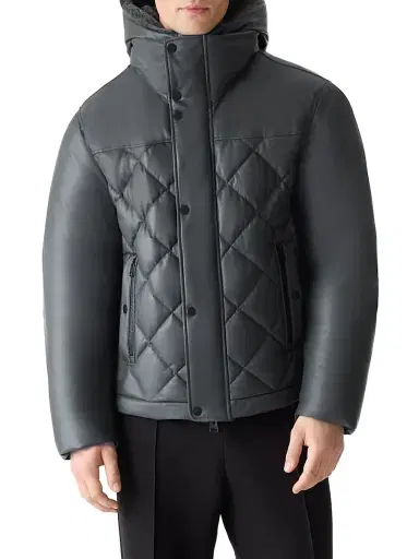 Mackage Men's Cash Shearling-Trim Quilted Jacket - Carbon - Size 46 | Thumbnail 1