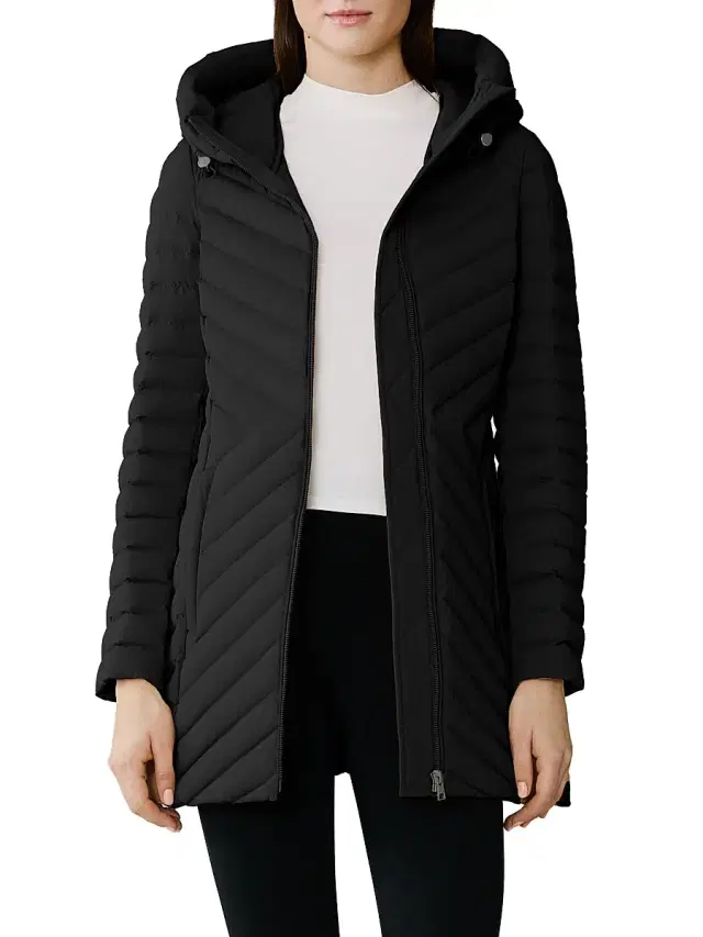 Women's Estelle Quilted Down Hooded Jacket - Black