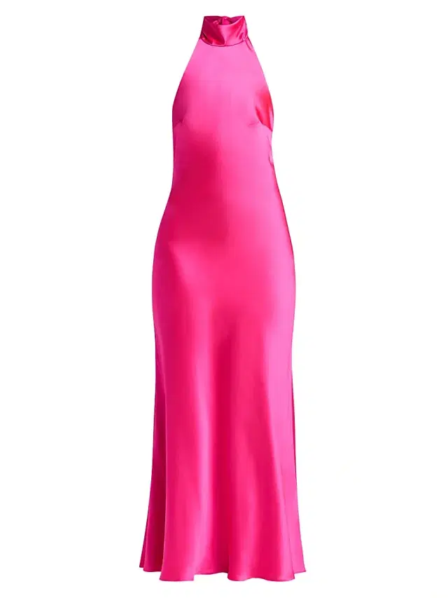As It May Women's Sadie Satin Halterneck Gown - Azalea Pink