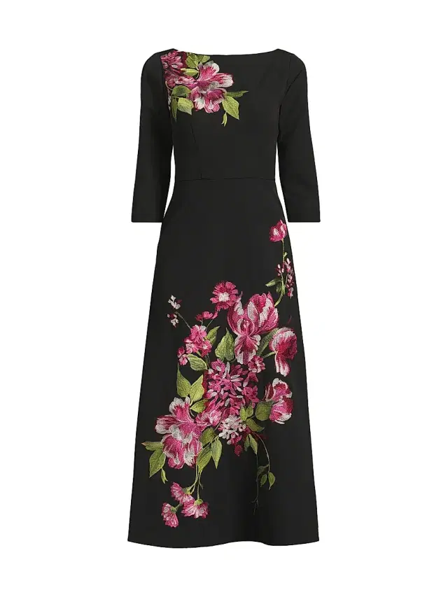 Kay Unger Women's Greta Floral Bouquet Midi-Dress - Carbon Multi