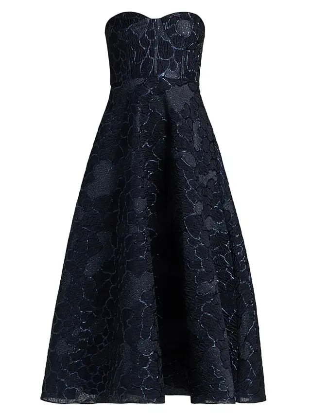As It May Women's Avery Strapless Jacquard Midi-Dress - Midnight Navy