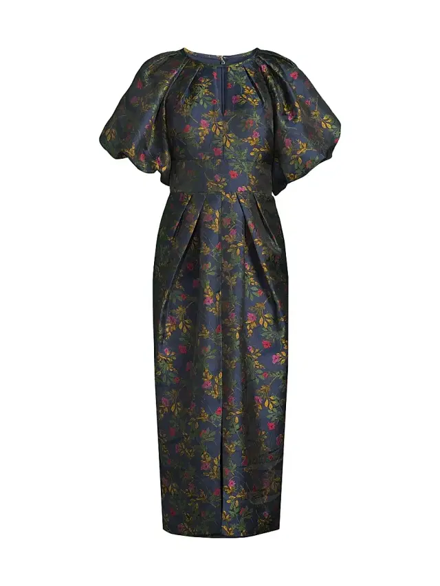 Kay Unger Women's Jolie Pleated Tea-Length Dress - Blue Opal
