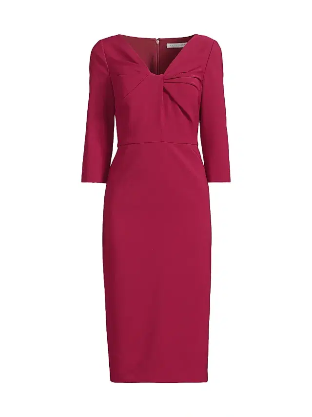 Kay Unger Women's Farrah V-Neck Twist Midi-Dress - Ruby Red