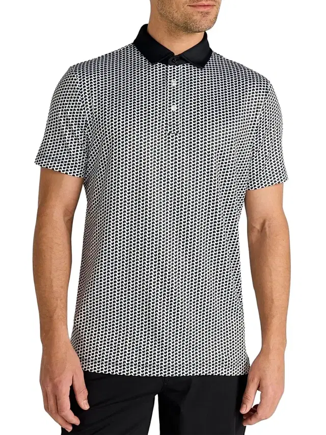 Men's Graine Geometric Polo Shirt - Tuxedo
