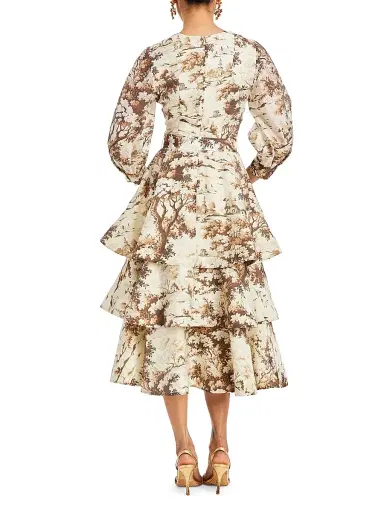 Mestiza New York Women's Rhonda Toile Tiered Convertible Dress - Chestnut Toile | Thumbnail 2