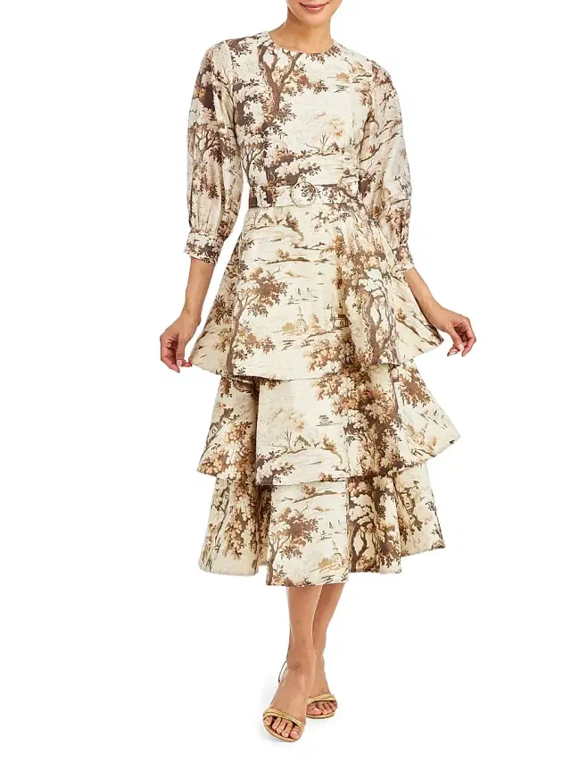 Mestiza New York Women's Rhonda Toile Tiered Convertible Dress - Chestnut Toile