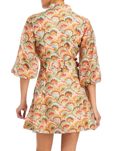 Mestiza New York Women's Valencia Abstract Organza Belted Minidress - Marbled Multi - Size 14 | Thumbnail 3 Mestiza New York Women's Valencia Abstract Organza Belted Minidress - Marbled Multi - Size 14 | Thumbnail 3