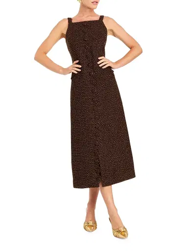 Mestiza New York Women's Espresso Sleeveless Tweed Midi-Dress - Chestnut Gold - Size 8 | Thumbnail 2