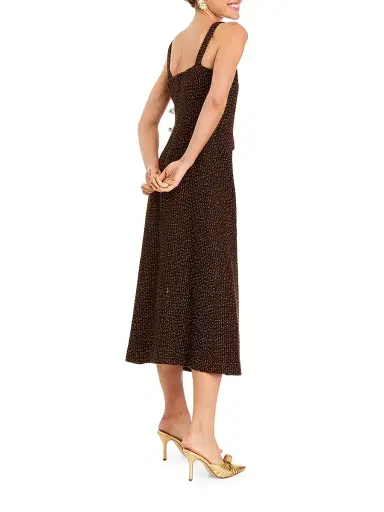 Mestiza New York Women's Espresso Sleeveless Tweed Midi-Dress - Chestnut Gold - Size 8 | Thumbnail 3