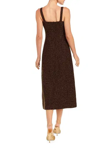 Mestiza New York Women's Espresso Sleeveless Tweed Midi-Dress - Chestnut Gold - Size 8 | Thumbnail 4