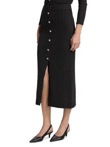 Hevron Women's Mia Open-Knit Midi-Skirt - Charcoal | Thumbnail 4 Hevron Women's Mia Open-Knit Midi-Skirt - Charcoal | Thumbnail 4