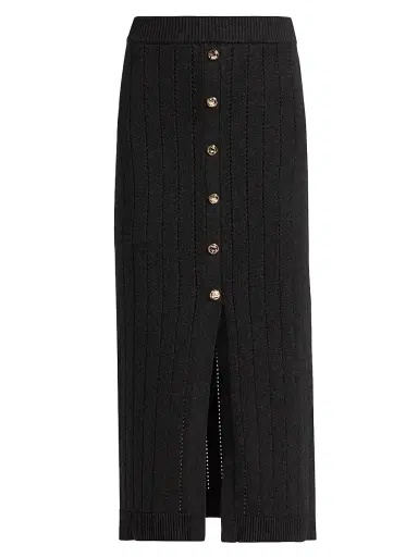 Hevron Women's Mia Open-Knit Midi-Skirt - Charcoal | Thumbnail 1 Hevron Women's Mia Open-Knit Midi-Skirt - Charcoal | Thumbnail 1