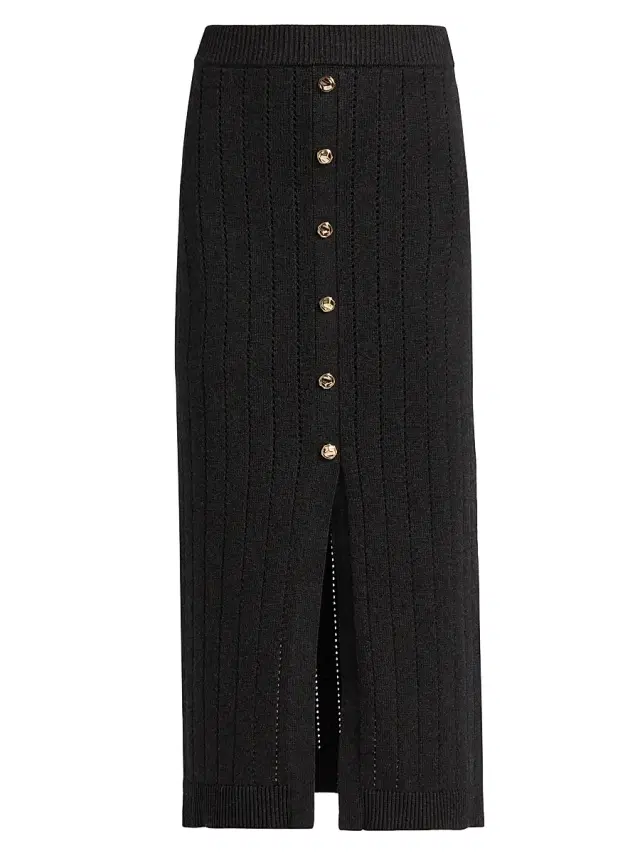 Hevron Women's Mia Open-Knit Midi-Skirt - Charcoal
