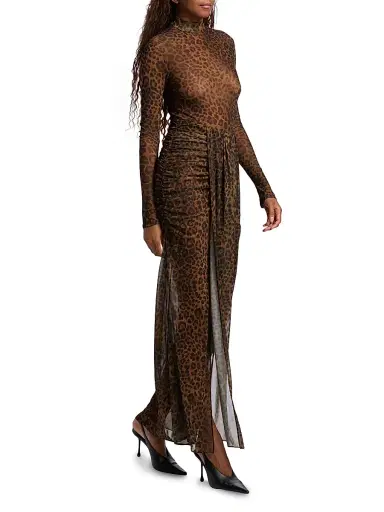 Lapointe Women's Leopard Mesh Draped Skirt - Leopard - Size Large | Thumbnail 2 Lapointe Women's Leopard Mesh Draped Skirt - Leopard - Size Large | Thumbnail 2