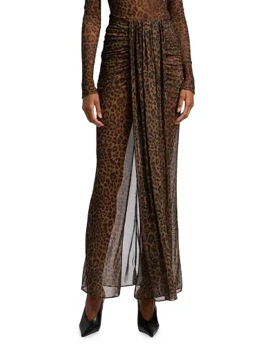 Lapointe Women's Leopard Mesh Draped Skirt - Leopard - Size Large | Thumbnail 3 Lapointe Women's Leopard Mesh Draped Skirt - Leopard - Size Large | Thumbnail 3