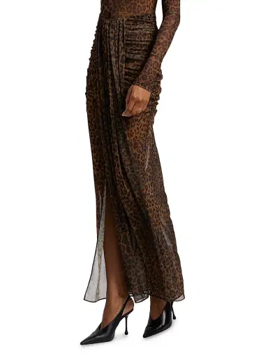 Lapointe Women's Leopard Mesh Draped Skirt - Leopard - Size Large | Thumbnail 4 Lapointe Women's Leopard Mesh Draped Skirt - Leopard - Size Large | Thumbnail 4