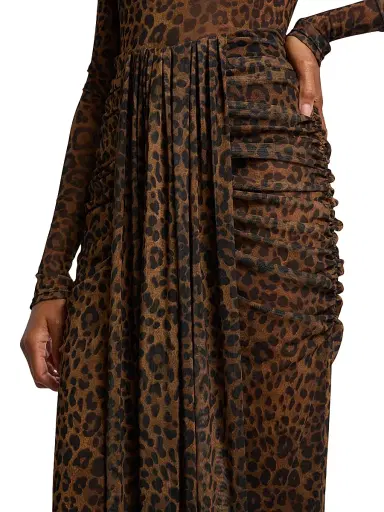 Lapointe Women's Leopard Mesh Draped Skirt - Leopard - Size Large | Thumbnail 6 Lapointe Women's Leopard Mesh Draped Skirt - Leopard - Size Large | Thumbnail 6