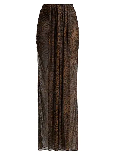 Lapointe Women's Leopard Mesh Draped Skirt - Leopard - Size Large | Thumbnail 1 Lapointe Women's Leopard Mesh Draped Skirt - Leopard - Size Large | Thumbnail 1