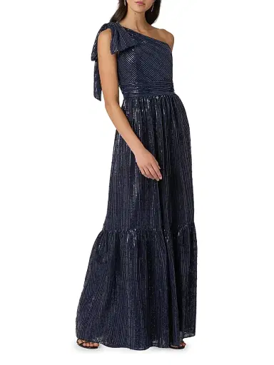 Shoshanna Women's Indigo Sequined One-Shoulder Gown - Navy | Thumbnail 2