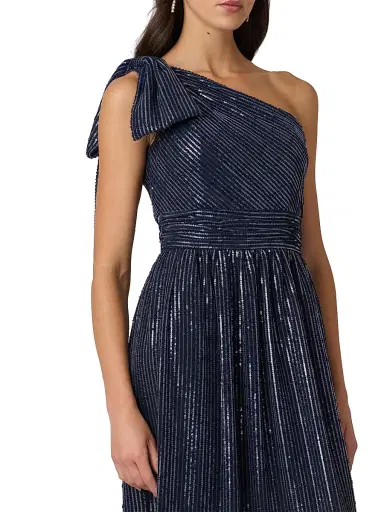 Shoshanna Women's Indigo Sequined One-Shoulder Gown - Navy | Thumbnail 4