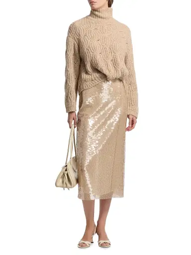 Tanya Taylor Women's Kiah Sequin Pencil Midi-Skirt - Champagne | Thumbnail 2 Tanya Taylor Women's Kiah Sequin Pencil Midi-Skirt - Champagne | Thumbnail 2