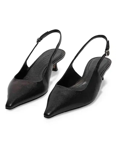 aeyde Women's 35MM Metallic Leather Slingback Pumps - Black - Size 5.5 | Thumbnail 2 aeyde Women's 35MM Metallic Leather Slingback Pumps - Black - Size 5.5 | Thumbnail 2