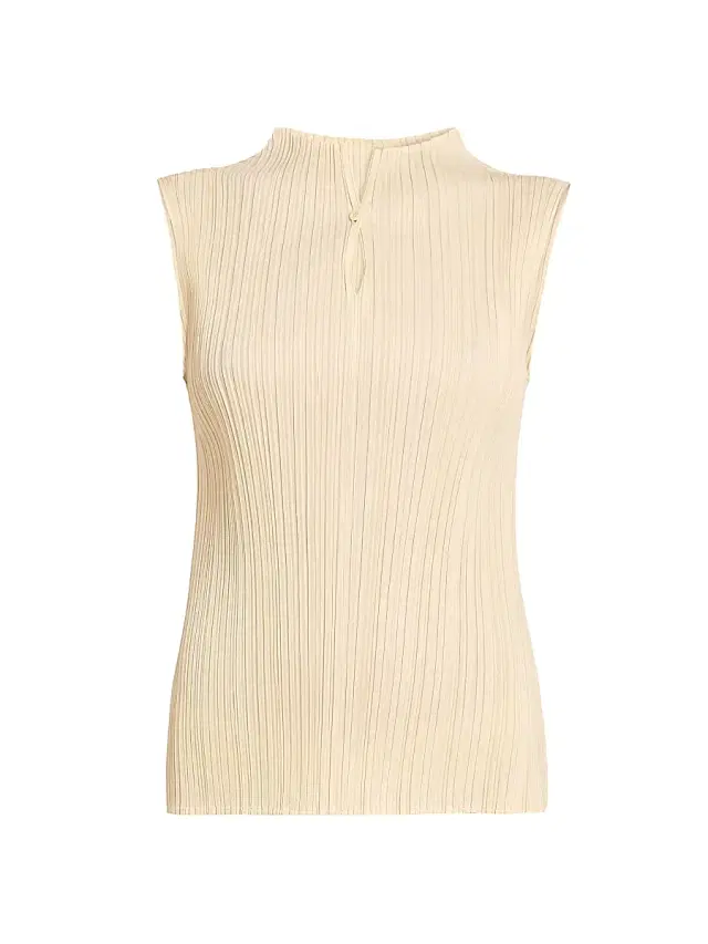 Women's Mellow Pleated Sleeveless Top - Cream Yellow