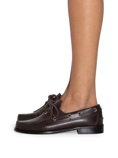 aeyde Women's Leather Boat Shoes - Moka - Size 6 | Thumbnail 6