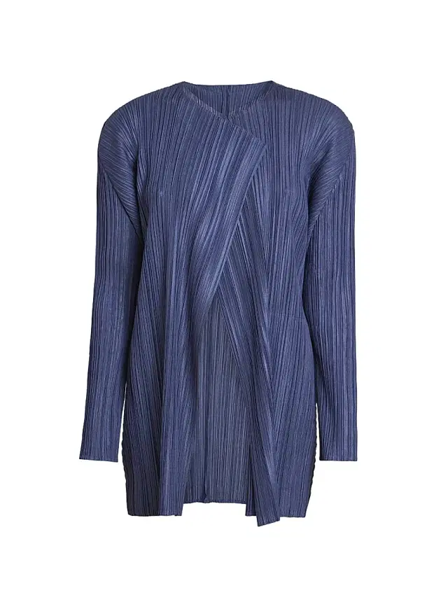 Women's Mellow Pleated Open-Front Coat - Navy