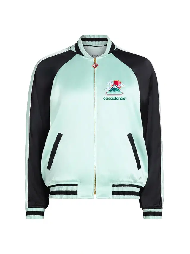 Women's Satin Logo Bomber Jacket - Mint