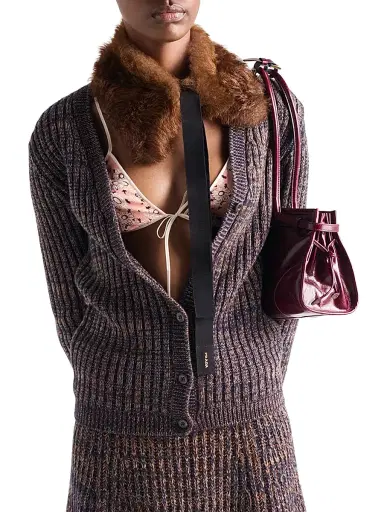 Prada Women's Mouline Wool Cardigan - Blue - Size 4 | Thumbnail 2 Prada Women's Mouline Wool Cardigan - Blue - Size 4 | Thumbnail 2