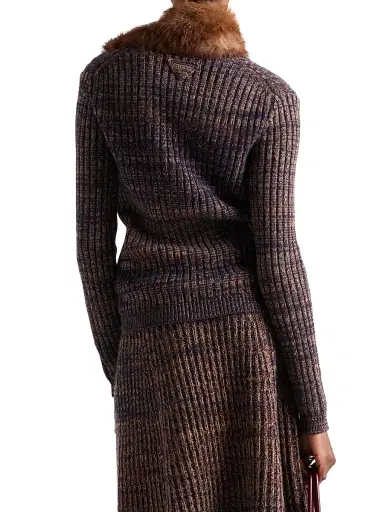 Prada Women's Mouline Wool Cardigan - Blue - Size 4 | Thumbnail 3 Prada Women's Mouline Wool Cardigan - Blue - Size 4 | Thumbnail 3