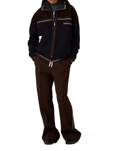 Miu Miu Women's Wool and Leather Zipper Cardigan - Blue - Size 8 | Thumbnail 6
