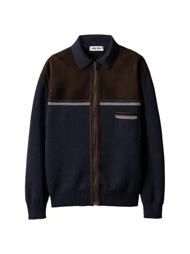 Miu Miu Women's Wool and Leather Zipper Cardigan - Blue - Size 8 | Thumbnail 1