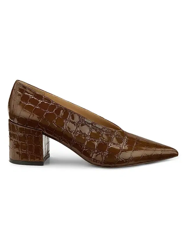 Women's Polline 65MM Croc-Embossed Leather Pumps - Dark Brown