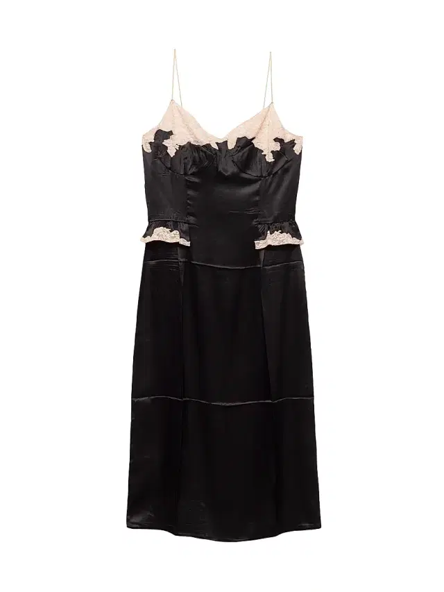 Women's Silk and Lace Dress - Black