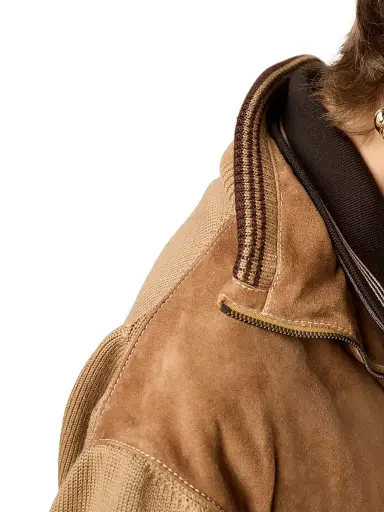 Miu Miu Women's Wool and Leather Zipper Cardigan - Brown - Size 8 | Thumbnail 6 Miu Miu Women's Wool and Leather Zipper Cardigan - Brown - Size 8 | Thumbnail 6