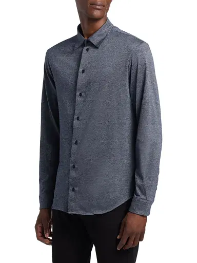 Emporio Armani Men's Cotton Jersey Sport Shirt - Blue | Thumbnail 4 Emporio Armani Men's Cotton Jersey Sport Shirt - Blue | Thumbnail 4