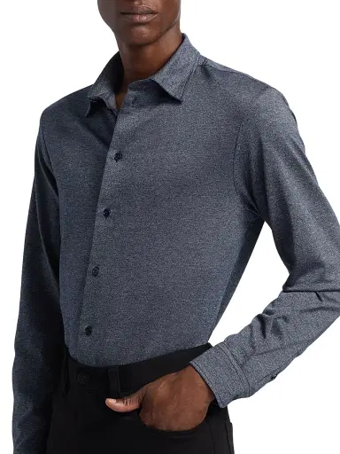 Emporio Armani Men's Cotton Jersey Sport Shirt - Blue | Thumbnail 6 Emporio Armani Men's Cotton Jersey Sport Shirt - Blue | Thumbnail 6