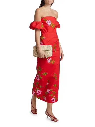 ASTON STUDIO Women's Le Champ Evie Floral Linen-Cotton Midi-Dress | Thumbnail 2