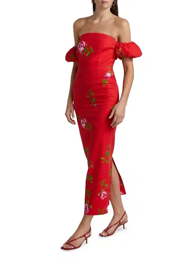 ASTON STUDIO Women's Le Champ Evie Floral Linen-Cotton Midi-Dress | Thumbnail 4