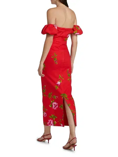 ASTON STUDIO Women's Le Champ Evie Floral Linen-Cotton Midi-Dress | Thumbnail 5