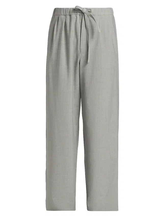 Men's Drawstring Wool-Blend Trousers - Grey