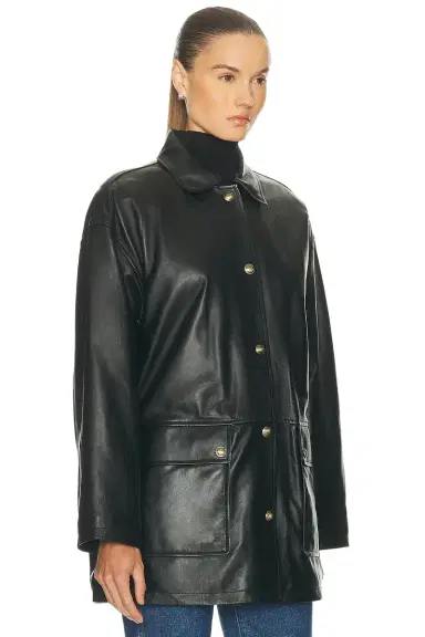 NILI LOTAN Cordel Leather Coat | Thumbnail 3
